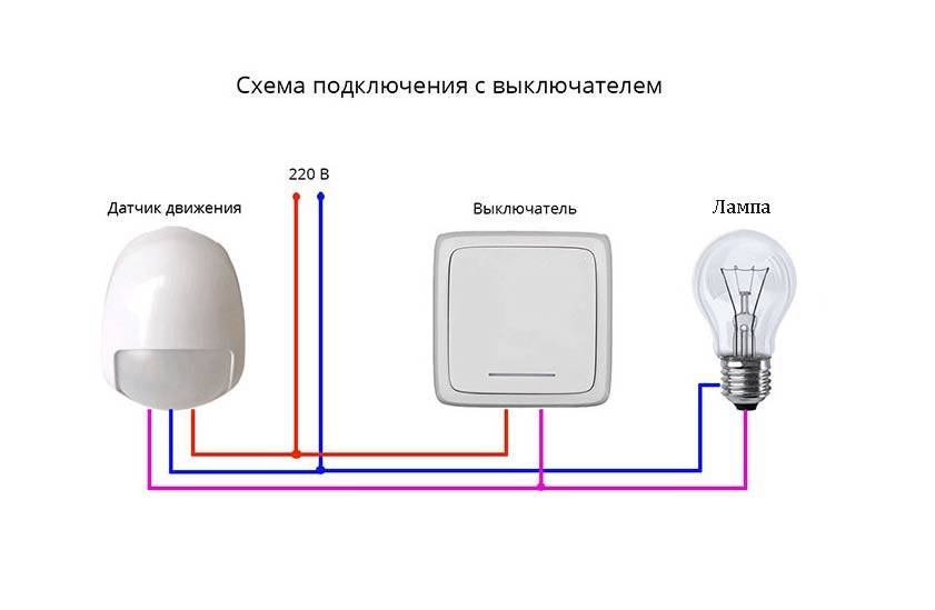 Схема подключения датчика движения для освещения: подключение