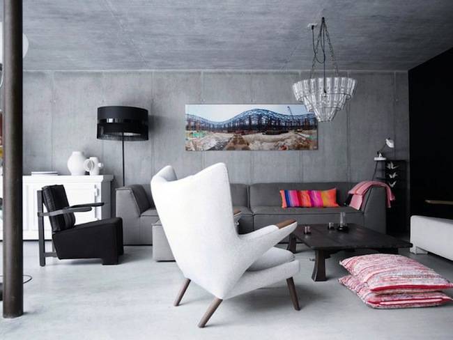 Модные тенденции: бетонные стены в интерьере квартир и домов