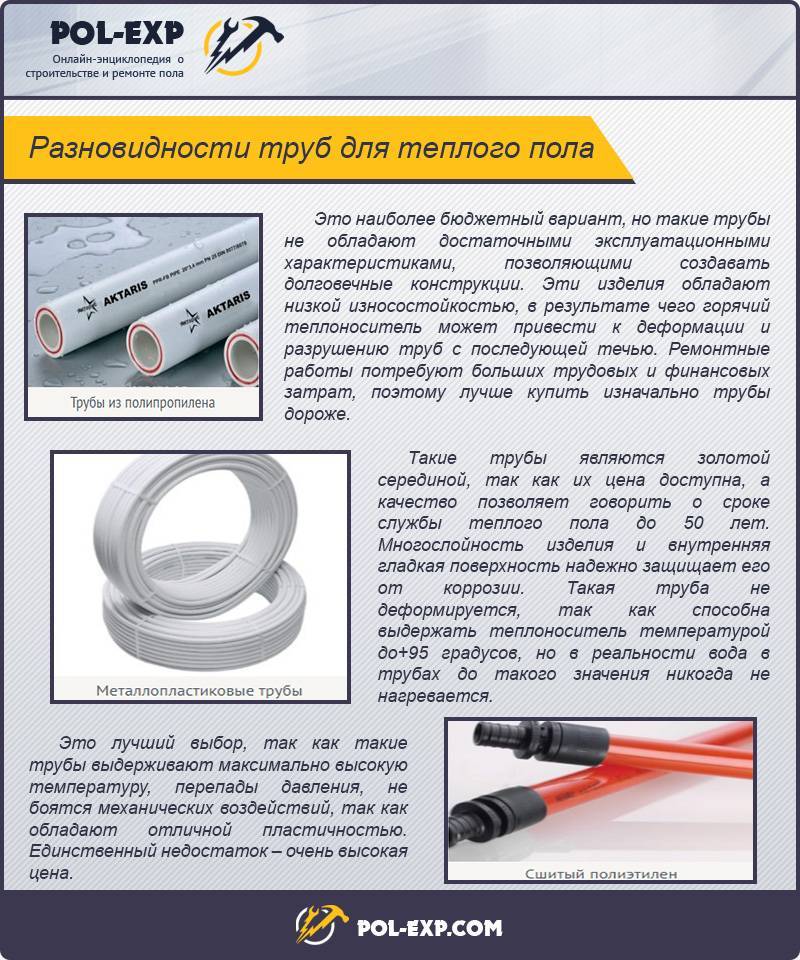 Какие трубы для теплого водяного пола лучше подобрать