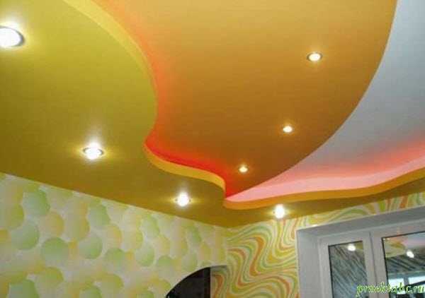 Двухуровневые потолки из гипсокартона для гостиной: дизайн зала
