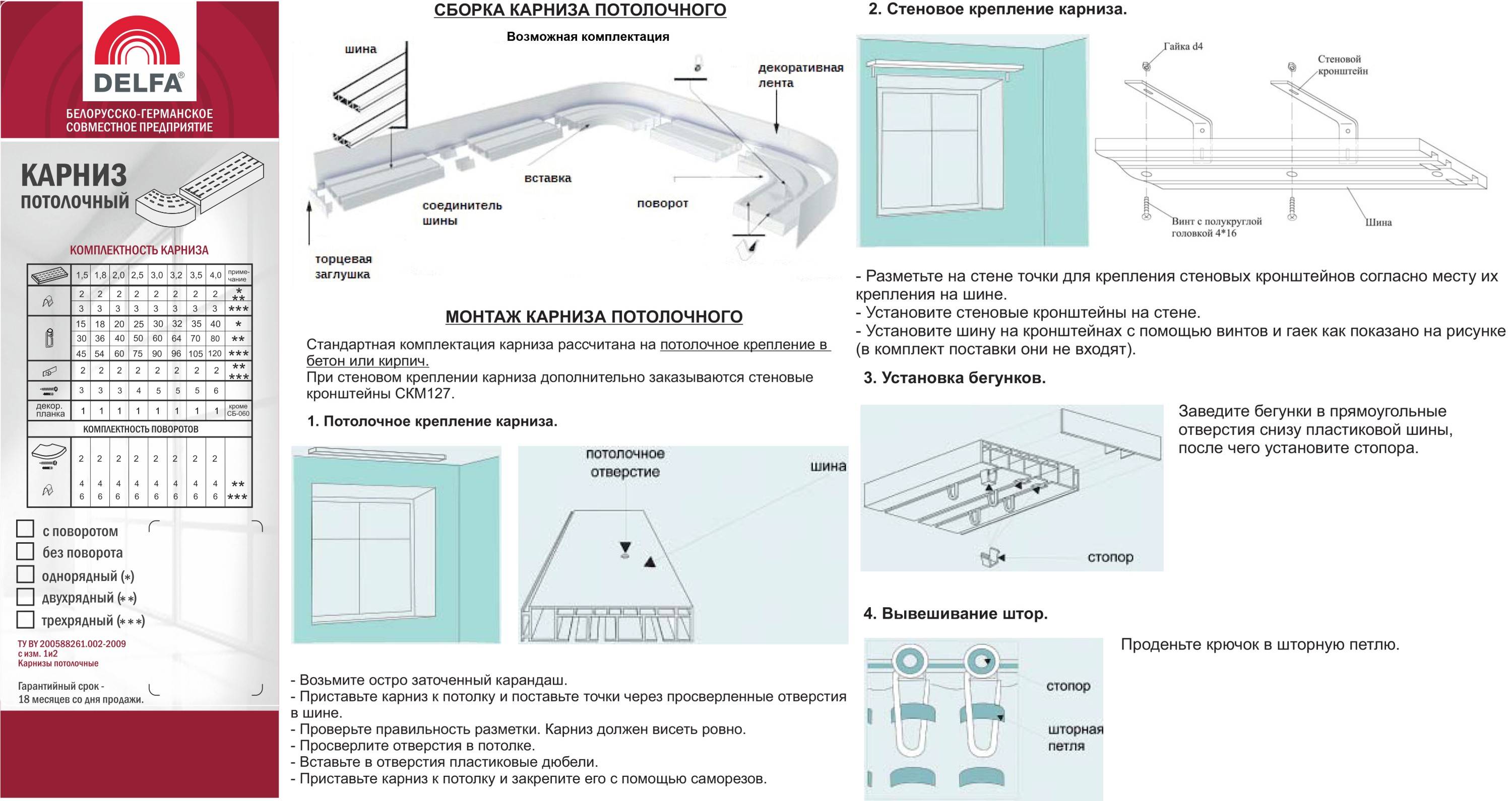 Как вешать карнизы для штор настенные