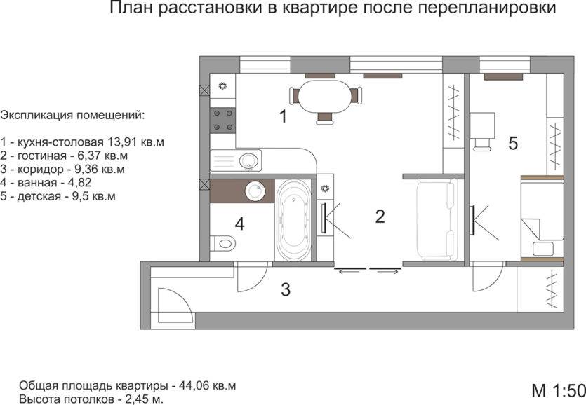 Перепланировка 2-х комнатной хрущевки: как эргономично разделить помещения и сделать маленькую квартиру просторной (20 фото & видео)
