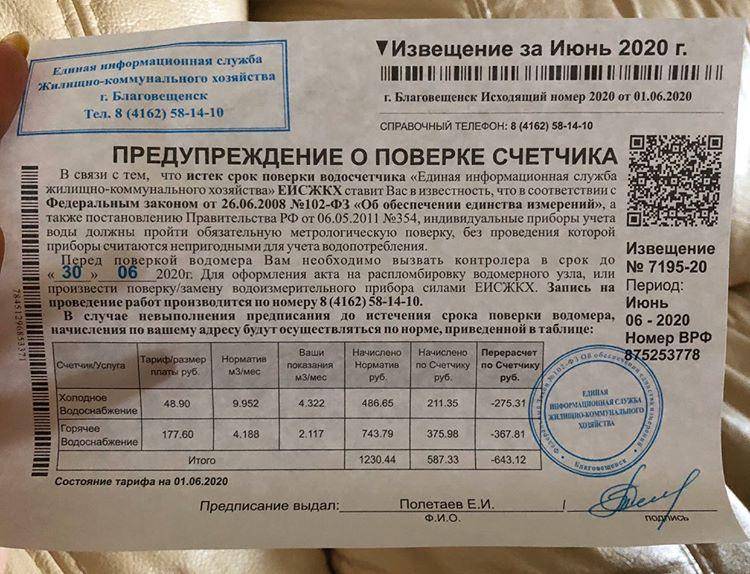 Срок службы счетчиков горячей и холодной воды