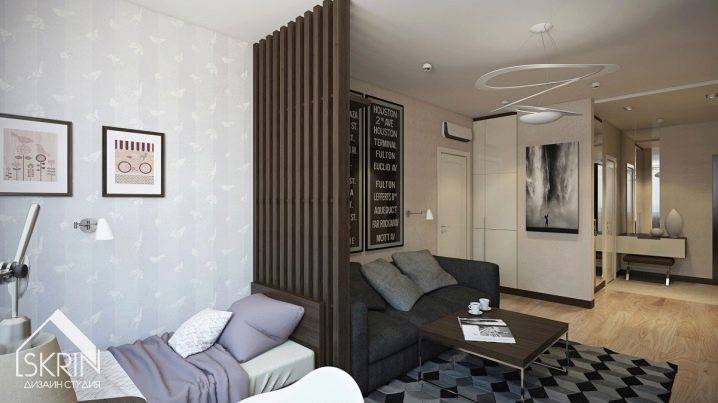 Дизайн гостиной 18 кв м с кроватью