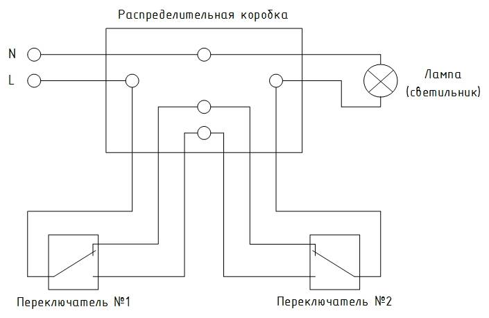 Управление освещением с двух мест схема подключения