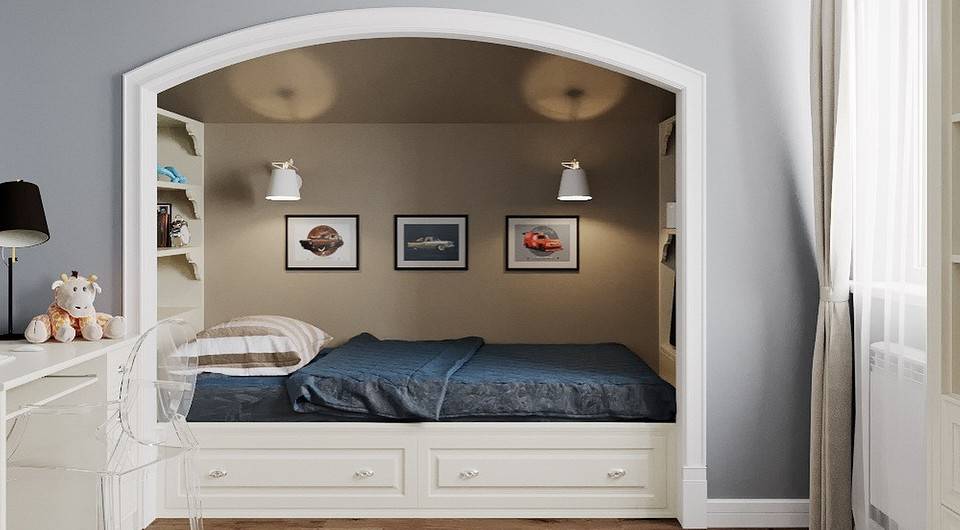 Кровать в нише (36 фото): интимная ниша из гипсокартона в которую углубилась кровать в однокомнатной квартире