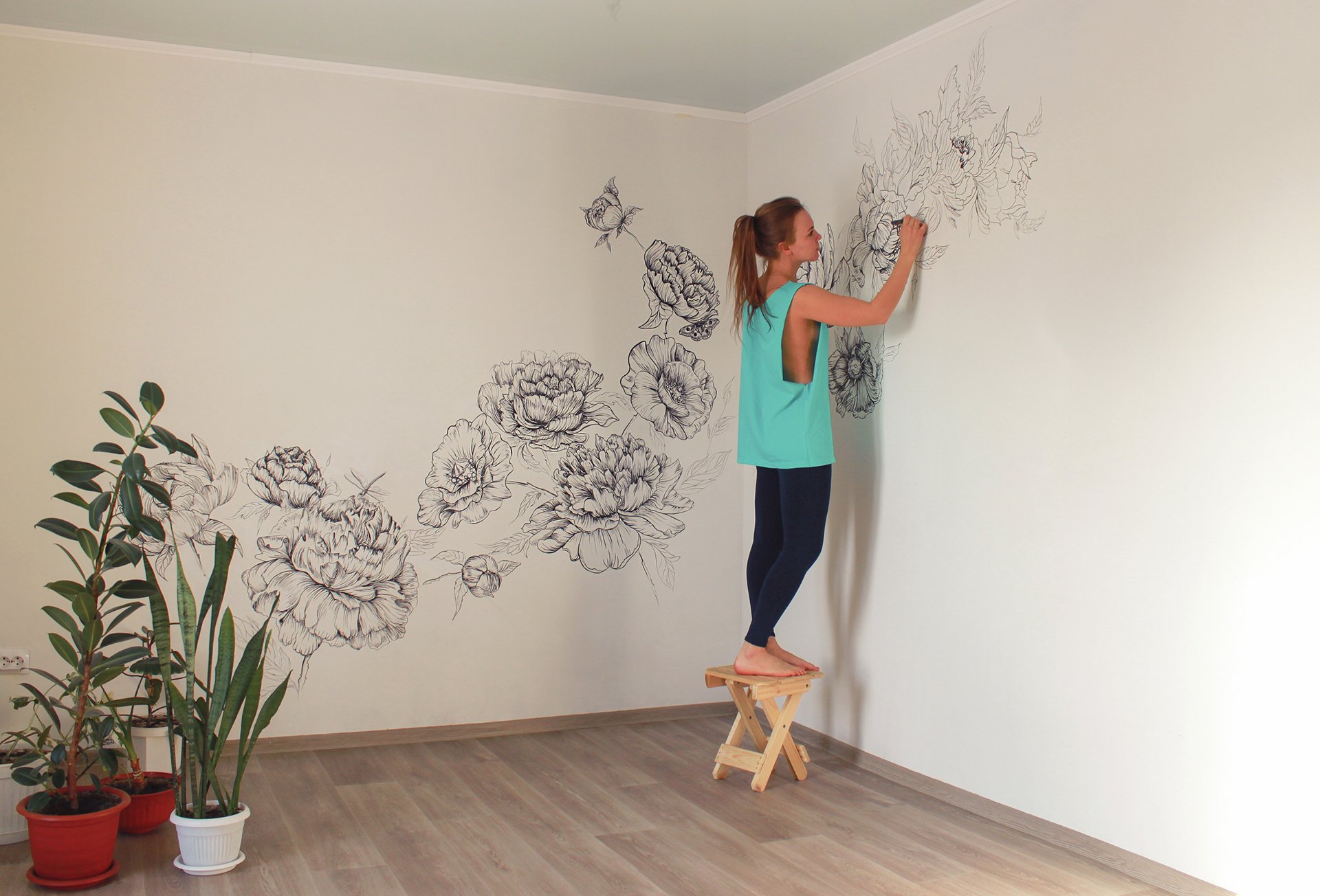 Рисунки на стенах своими руками: техника и идеи для вдохновления