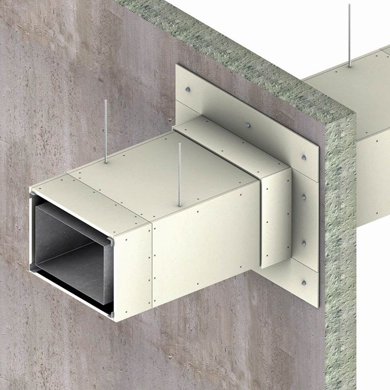 Вентиляционный короб. Огнезащита траверс воздуховодов. Promat огнезащита. Огнезащита вентиляционных коробов. Огнезащита воздуховодов дымоудаления.