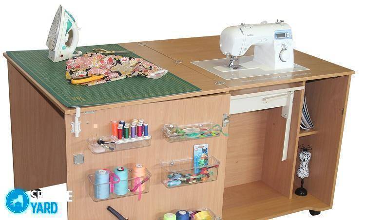 Шкаф для рукоделия (20 фото): складные модели-трансформеры для шитья с откидным столом