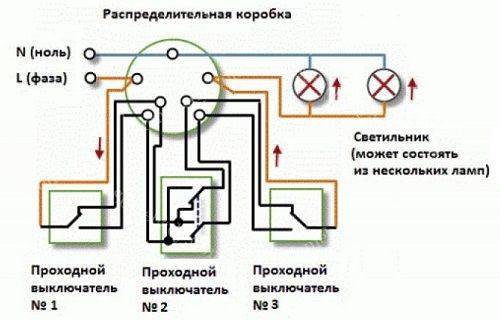 Схема подключения двухклавишного проходного выключателя - tokzamer.ru