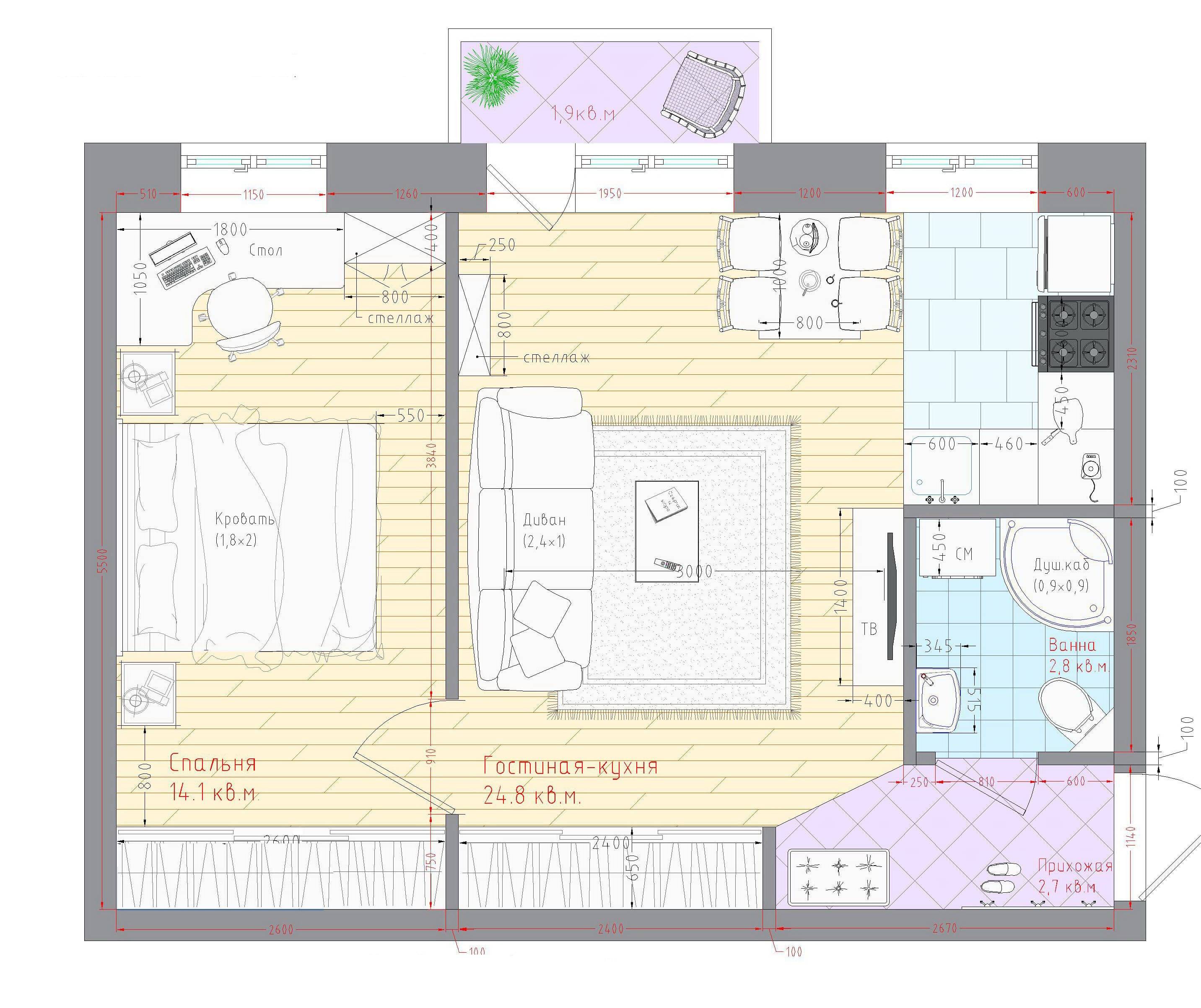 Дизайн 2х комнатной хрущевки: проекты, перепланировка, лучшие фото идеи дизайна