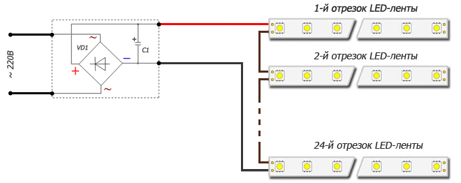 Как подключить светодиодную ленту к блоку питания правильно?