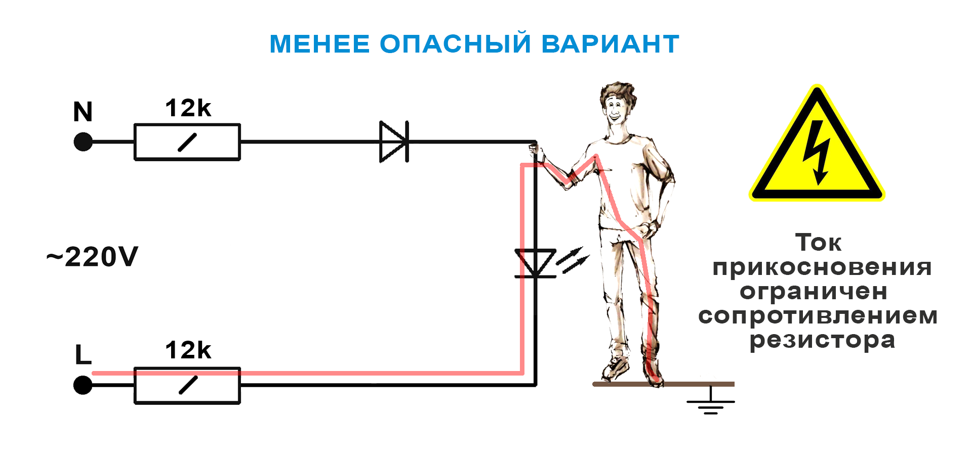 Подключение светодиода к сети 220в