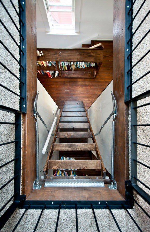 Лестница на мансарду (53 фото): лесенки на мансардный этаж в небольшом частном доме, установка своими руками