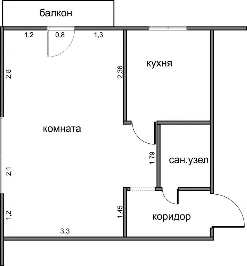 План квартиры хрущевки 1 комната